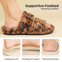 Load image into Gallery viewer, EverFoams Womens Fuzzy Slippers Breathable Open Toe Memory Foam Indoor Outdoor House Shoes Diva Spots, 7-8 US