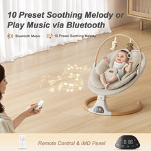 Load image into Gallery viewer, Baby Swings for Infants, Monamii Baby Swing, Infant Swing with 5 Speeds, 10 Lullabies, Electric Swing for Baby, Indoor & Outdoor Use (Beige)