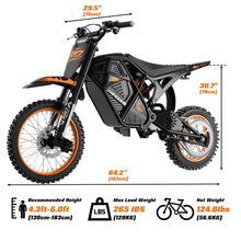 Load image into Gallery viewer, Windone RM7 Electric Dirt Bike for Teens & Adults, 48V 22.5Ah, 37MPH & 45-Mile Electric Motorcycle, 2200W Ebike, 14"/12" Off-Road Tire E-Bike, Dual Hydraulic Brakes, Full Suspension, Glossy Black