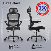 Load image into Gallery viewer, TRALT Office Chair Ergonomic Desk Chair, 330 LBS Home Mesh Office Desk Chairs with Wheels, Comfortable Gaming Chairs (Black)