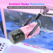 Load image into Gallery viewer, FIFINE XLR/USB Microphone, Gaming Recording PC Microphone with Headphones Jack, Mute Button, Dynamic RGB Mic for Computer, Streaming Mic for Podcasting Voice-Over YouTube Video-AmpliGame AM8 Pink
