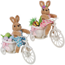 Load image into Gallery viewer, Juegoal Set of 2 Easter Tabletop Decorations Bunny Couple, 10" Rabbits Ride Bike, Cute Animal Figurine Gift, Easter Basket Filler Spring Home Kitchen Room Ornament