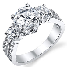 Load image into Gallery viewer, Metal Masters 1.50 Carat Round Cubic Zirconia Past, Present, Future Sterling Silver 925 Wedding Engagement Ring 7