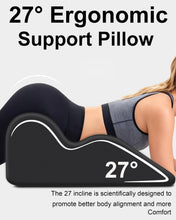 Load image into Gallery viewer, HOMEPAC Ergonomic Memory Foam Wedge Pillow, 27° Angled Support for Neck and Waist, Multi-Position Support Pillow (Black)