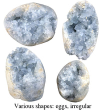 Load image into Gallery viewer, MOGEMT Large Blue Celestite Crystal Geode Raw Natural Healing Crystal Cluster Large Irregular Celestine Stone Home Decor 1.5-2.0 Lbs