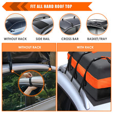 Load image into Gallery viewer, Car Roof Bag XBEEK Rooftop top Cargo Carrier Bag 20 Cubic feet Waterproof for All Cars with/Without Rack, Includes Anti-Slip Mat, 10 Reinforced Straps, 6 Door Hooks, Luggage Lock