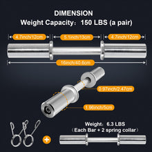 Load image into Gallery viewer, Uboway Olympic Dumbbell Handles: 16" Olympic Dumbbell Bar for 2" Olympic Weight Plates, Loadable Dumbbells with 4 Spring Collars, Home Gym Strength Training