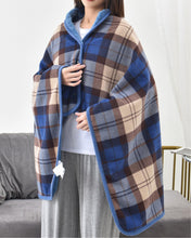 Load image into Gallery viewer, Krorifiu Fleece Wearable Blanket,Office Blankets Desk Chair Wrap Shawl Poncho Throw,Comfy Warm Lap Bed Sofa Travel Cape Cover (13blue Coffee)