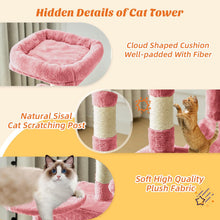 Load image into Gallery viewer, Sweetcrispy 44 Inch Cats Tree Tower, Cat Climbing Tower with Natural Sisal Scratching Posts, Hammock, Pet Condo for Indoor Cats and Kittens Play, Pink