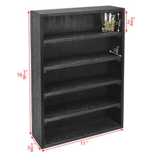 Load image into Gallery viewer, Ikee Design Wooden Wall-Mounted Display Shelves Rack for Collectibles, Figures,Shot Glasses,Spice Can,Cosmetics or Perfume, 5 Adjustable Height Shelves,Space-Saving, Black Color