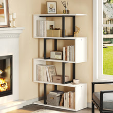 Load image into Gallery viewer, YITAHOME 5-Tier Bookshelf, S-Shaped Z-Shelf Bookshelves and Bookcase, Modern Freestanding Multifunctional Decorative Storage Shelving for Living Room Home Office, Cream White