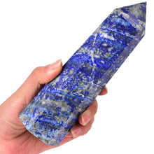 Load image into Gallery viewer, MOGEMT Natural Lapis Lazuli Obelisk Tower Large Healing Crystal Point Wand 6 Faceted Reiki Chakra Meditation Therapy 1.5-2.0 LBS