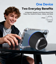 Load image into Gallery viewer, Portable Speaker Phone Stand Gifts:Birthday Graduation Mini Gifts for Him Her, 2 in 1 Magnetic Bluetooth Speakers, Loud Sound IPX5 Waterproof, 9 Light Modes, TWS, Home/Office/Travel Essentials-Black