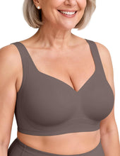 Load image into Gallery viewer, Vertvie Jelly Bras for Women Plus Size Minimizer Soft Wireless Push Up Bra Full Supportive Older Lift Back Coverage Bralette(Grey,42D)