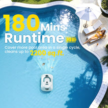 Load image into Gallery viewer, (2026 Upgrade) Cordless Robotic Pool Cleaner, Automatic Pool Vacuum for Above Ground & Inground Pools, 180-Min Runtime, 3L Basket for Leaves & Debris, Auto-Parking, Powerful Suction up to 2200 Sq.Ft