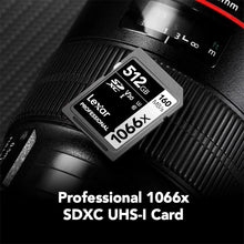 Load image into Gallery viewer, Lexar 512GB Professional 1066x SDXC Memory Card, UHS-I, C10, U3, V30, Full-HD & 4K Video, Up To 160MB/s Read, for DSLR and Mirrorless Cameras (LSD1066512G-BNNNU)
