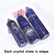Load image into Gallery viewer, MOGEMT Large Blue Sodalite Crystal Tower Natural Healing Crystal Obelisk 6 Faceted Point Wand Reiki Meditation Home Decor 1.5-2 LBS