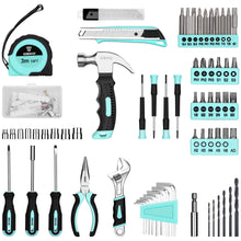 Load image into Gallery viewer, DEKOPRO Drill Set: Tool Set with 8V Cordless Drill, Home Tool Kit with Drill, Hand Tool Kits for Women 126 Piece, Turquoise