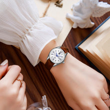 Load image into Gallery viewer, OLEVS Classic Leather Watches for Women, Business Dress Arabic Numerals Ladies Watches, Day Date Waterproof Analog Quartz Womens Wrist Watches Brown Leather Strap White Face Relojes para Mujer