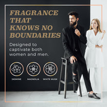 Load image into Gallery viewer, Blanca Pura Eau de Parfum for Men & Women by Perfuadictos - Elegant Jasmine Perfume with White Musk & Magnolia - Long-Lasting 25% Fragrance Concentration - Luxurious Gift (3.4 fl oz)