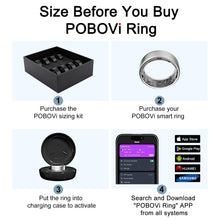 Load image into Gallery viewer, POBOVi Smart Ring - Health & Sleep Tracker, Continuous SpO2 & Heart Rate Monitor, Stress Management, NFC Wireless Charging, 6-Day Battery, Water-Resistant(IP68), iOS & Android Compatible (Silver, 11)
