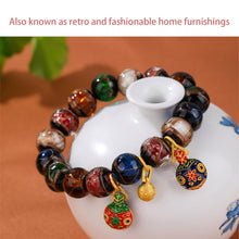 Load image into Gallery viewer, ximeilai Fragrant Grey Glass Hand Chain Swallows Gold Beast to Heal Anxiety, Relieve Feng Shui, Bring Luck and Luck Great Gift Gifts (red)