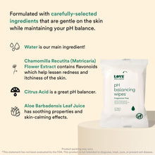 Load image into Gallery viewer, Love Wellness pH Balancing Wipes for Women | Feminine Hygiene for Cleansing with Aloe Vera | Fragrance-Free Intimate Health | Moisturizing, Soothing & Calming for Sensitive Skin | Travel Size | 3-Pack