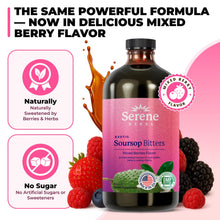 Load image into Gallery viewer, Serene Herbs Soursop Bitters Liquid with Soursop Leaves for Gut Cleanse, Detox & Immune Boost with Black Seed, Moringa, Irish Moss, Ashwaganda, Turmeric, 16 fl oz (16 Fl Oz (Pack of 1), Mixed Berry)