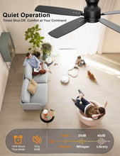 Load image into Gallery viewer, Ohniyou Ceiling Fans with Lights, 52'' Low Profile Ceiling Fan with Light and Remote/APP Control, Modern Flush Mount Ceiling Fan for Indoor Bedroom Living Room, Dimmable, Quiet DC Motor, Black