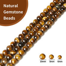 Load image into Gallery viewer, 45pcs 8mm Natural Yellow Tiger Eye Beads Gemstone Beads Round Loose Beads for Jewelry Making