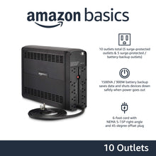 Load image into Gallery viewer, Amazon Basics UPS Battery Backup & Surge Protector, 1500VA/900W, 10 Outlets, Line Interactive Uninterruptible Power Supply with Sinewave Technology, Black