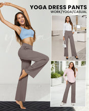 Load image into Gallery viewer, G4Free Flare Leggings for Women Wide Leg Pants for Casual Summer Women Fashion Straight Leg Trousers Pants for Business Work Lounge Casual(Taupe,S,Petite)