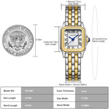 Load image into Gallery viewer, CHEETAH Watches for Women with Small Two-Tone Vintage Bracelet, Rectangular Case Roman Dial