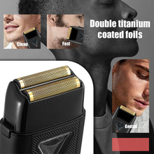 Load image into Gallery viewer, VGR 334 Foil Shaver for Men, Professional Electric Razor for Shaving Face & Bald Head, 10000RPM Vector Motor, Double Titanium Foils, LED Display, USB Charging Base, Men's Electric Shavers for Barbers