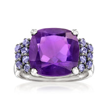 Load image into Gallery viewer, Ross-Simons 5.50 Carat Amethyst and .40 ct. t.w. Tanzanite Ring in Sterling Silver. Size 7
