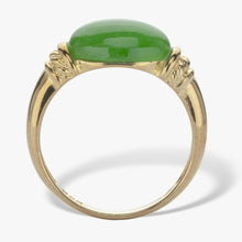 Load image into Gallery viewer, PalmBeach Yellow Gold-plated Sterling Silver Oval Shaped Genuine Green Jade Ring Sizes 6-10 Size 8