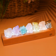 Load image into Gallery viewer, Healing Crystal Night Light,7 Chakra Natural Bedside Lamp with Wooden LED Light Base,Healing Stones Positive Energy Night Lights for Home Decor Gifts (Rechargeable)