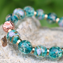 Load image into Gallery viewer, ARTSY CRAFTS INC Glow in The Dark Firefly Beaded Bracelets for Women, Ocean Blue Luminous Murano Firefly Bracelets Mermaid Crystals Healing Bracelet Bangle (Ocean Blue 6-7")