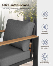 Load image into Gallery viewer, Oasbira Aluminum Outdoor Patio Furniture Set with Coffee Table, 5 Piece Patio Conversation Sets with Washable Thick Cushions, Outdoor Sectional Furniture Set for Porch, Balcony, Deck, Yard, Graphite