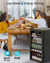 Load image into Gallery viewer, Feelfunn 3.2 Cu.Ft Mini Fridge with Glass Door - 126 Can Beverage Refrigerator Cooler for Drink Beer Wine Soda, Small Fridge for Bedroom Office Bar Dorm, 4 Adjustable Shelves, Black