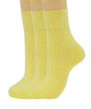 Load image into Gallery viewer, SRYL Womens Super Soft Combed Cotton Socks 3-Pairs,(Multicolor may choose) C317 (3 pairs-Light yellow)