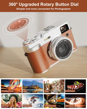Load image into Gallery viewer, 5K Digital Camera for Photography and Video, 48MP Dual Camera Autofocus Vlogging Camera for YouTube with Viewfinder,16X Digital Zoom, Anti Shake, Compact Travel Camera with 32GB SD Card 2 Batteries