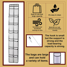 Load image into Gallery viewer, Over the Door Shoe Organizer with 14 Large Mesh Pockets, Space Saving Hanging Storage for Shoes & Accessories, Holds up to 40 lbs, Black Closet Rack Hanger WHITE