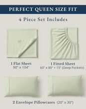 Load image into Gallery viewer, LANE LINEN 100% Organic Cotton Sheets Queen Size Bed Set, Machine Wash Eco Friendly Sustainably Produced Cotton Queen Sheet Set, Soft & Comfy Long Stabple Naturally Cooling Sheets– Mineral