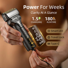 Load image into Gallery viewer, PongTHUMB Electric Razor for Men with Pop-Up Trimmer: Rechargeable Cordless Foil Shaver for Face - Wet/Dry/Anti-Slip Waterproof Shavers with LED Display - Metal Handheld Design Light Gray