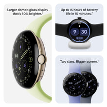 Load image into Gallery viewer, Google Pixel Watch 4 (41mm) - Android - 2 Years of Data- Heart Rate,Sleep & Fitness Tracking -30-Hour Battery -Polished Silver Aluminum Case - Iris Active Band - LTE (2025) -Google Pixel Watch app