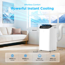 Load image into Gallery viewer, 14,000 BTU Portable Air Conditioner Cools Up to 700 Sq.Ft, 3-IN-1 Energy Efficient Portable AC Unit with Remote Control & Installation Kits for Large Room, Campervan, Office, Temporary Space