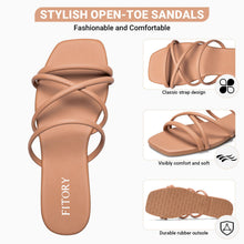 Load image into Gallery viewer, FITORY Women's Slide Sandals, Chic Cross-Strap & Comfy Flat shoes for Summer Camel Size 8