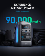 Load image into Gallery viewer, Anker SOLIX C300 DC Power Bank Station and 60W Solar Panel, 288Wh Portable Power Station, LiFePO4 Battery, 300W Solar Generator, for Outdoor, Camping, Traveling, and Emergencies