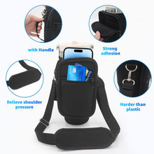 Load image into Gallery viewer, for Stanley Iceflow Flip Straw Tumbler 30 oz, Water Bottle Cup Holder Cover Carrier Sling Bag with Strap, Pouch Pocket for Phone / Accessories, add Handle for Stanley Flip Straw, Neoprene (Black)